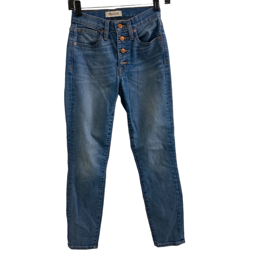 Madewell‎ 9" High Riser Skinny Skinny Crop Blue Button Front Denim Jeans Sz 24